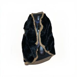 Natalia Romano Women's Italian‎ Vest Faux Fur Wool Trim One Size